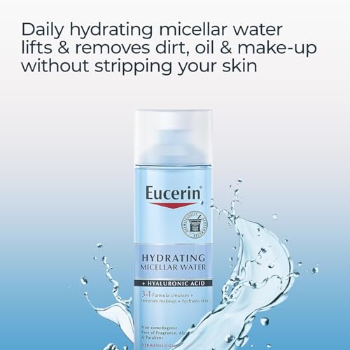 Eucerin Hydrating 3-in-1 Micellar Water, Formulated with Hyaluronic Acid, 6.8 Fl Oz Bottle - Image 7