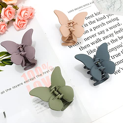 Butterfly Hair Clips 4Pcs Matte Claw Clips for Thin Hair, Cute Hair Accessories and Jaw Clips as Gifts - Image 7