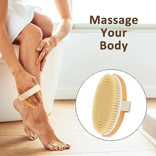 Metene 2 Pack Dry Body Brushes, Exfoliating Body Scrubbers, Natural Bristles for Dry Skin, Improve Circulation, Stop Ingrown Hairs, Reduce Acne and Cellulite (G7130) - Image 4