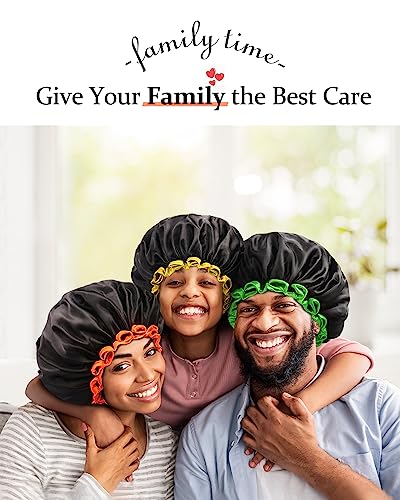 mikimini Black Shower Caps for Small Child 2 Packs, Double Layers Waterproof Bathing Hair Cap with Reusable Soft Comfortable PEVA Lining, Cute, non-fading & Stretchy Shower Hat - Image 6