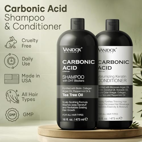 Carbonic Acid Shampoo and Conditioner for Men and Women, Deep Moisturizing Conditioner, Thickens, Softens, & Smooths Set for Hair Growth and Repair, Made in USA - 16 Fl Oz Each - Image 2