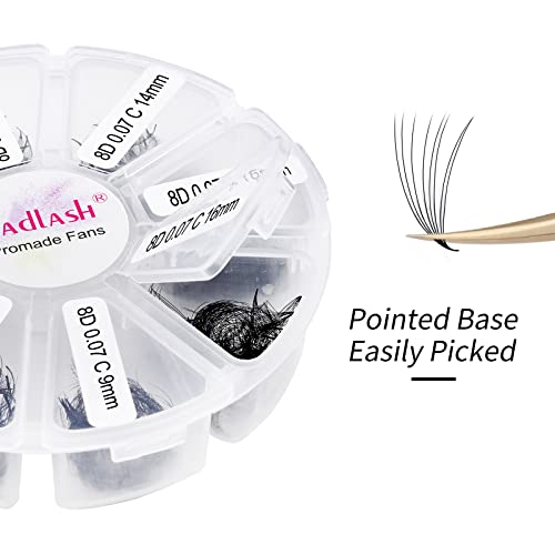 Premade Fans Eyelash Extensions 1000pcs Promades Eyelash Volume Lash Extensions Pointed Base Loose Fans Premade Lash Extensions Fans Handmade Pre Made Volume Lashes Mix (8D-0.07C, 9-16mm) - Image 3