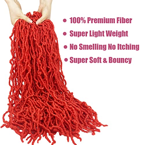 24 Inch 7 Packs Bright Red Soft Locs Crochet Hair Color New Faux Locs Pre-looped Super Lightweight Synthetic Hair Braids For Black Women(24inch, 7packs, red) - Image 2