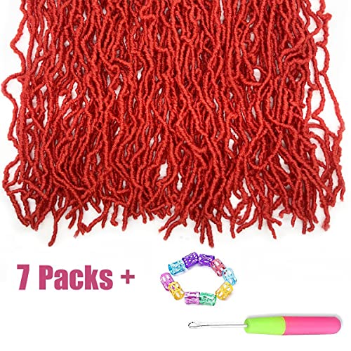 24 Inch 7 Packs Bright Red Soft Locs Crochet Hair Color New Faux Locs Pre-looped Super Lightweight Synthetic Hair Braids For Black Women(24inch, 7packs, red) - Image 5
