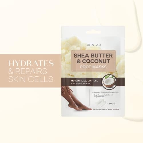 Shea Butter & Coconut Foot Masks - Softens Calluses, Treats Cracked Heels, Soothing & Hydrating - Dermatologist Tested Korean Skincare - Clean Beauty, Cruelty-Free, All Skin Types - 3 Pairs - Image 2