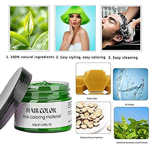 Green Puprle Red Gray Temporary Hair Color,Natural Hair Color Wax,Hair Wax Color Spray 4.23 Ounces,Hair Wax Dye for Christmas Parties,Role Playing and Halloween. (Green Puprle Red Gray) - Image 3
