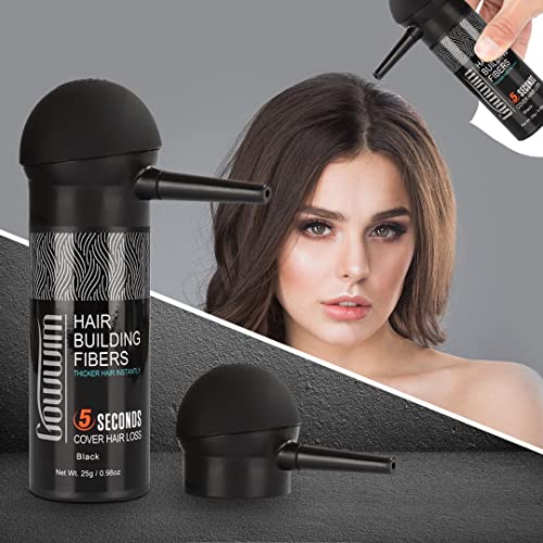 gowwim Hair Thickening Fibers 2-in-1 Kit Keratin Building Fibers, Spray Applicator & Hold Spray - Instantly Volumize Sparse Areas (Light brown) - Image 2