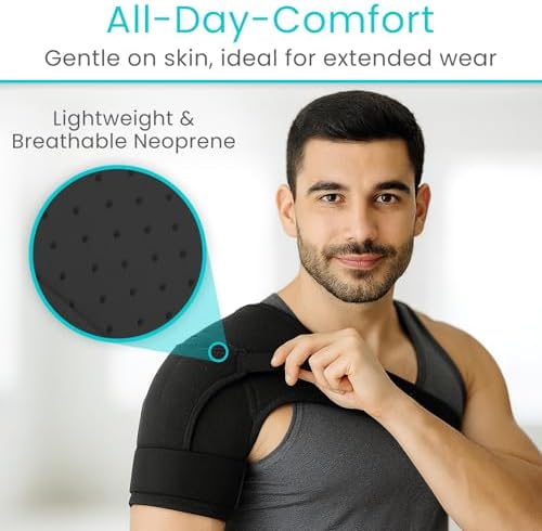 Vive Shoulder Brace for Women & Men - Injury Recovery Compression Support Sleeve - for Rotator Cuff Injuries, Arthritis, Sprain, Dislocation, PT - Targeted Inflammation Pain Relief (Black, Large) - Image 3