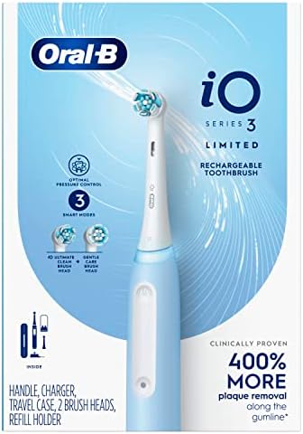 Oral-B iO Deep Clean Rechargeable Electric Powered Toothbrush, Icy Blue with iO Series 3 Limited, 2 Brush Heads and Travel Case - Pressure Sensor to Protect Gums - 3 Cleaning Settings - 2 Minute Timer - Image 10