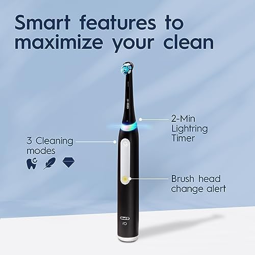 Oral-B iO Deep Clean Rechargeable Electric Powered Toothbrush, Icy Blue with iO Series 3 Limited, 2 Brush Heads and Travel Case - Pressure Sensor to Protect Gums - 3 Cleaning Settings - 2 Minute Timer - Image 5