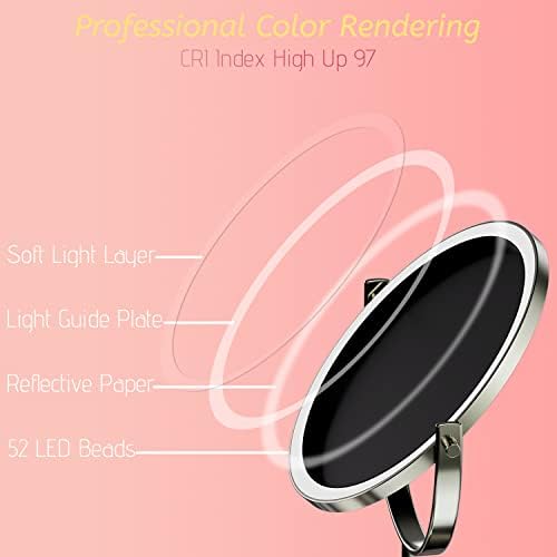 8" Lighted Makeup Mirror with Magnification, 1X/10X Magnifying Lighted Vanity Mirror, Double Sided 360 Swivel USB Rechargeable, 3 Colors Dimmable Lightning Mirror with 52 LEDs Brush Nickle - Image 2