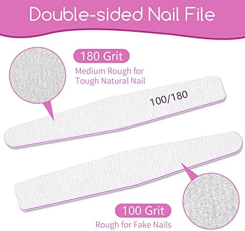50Pcs Nail File Set, Emery Board Nail Files 100/180 Grit for Poly Nail Extension Gel and Acrylic Nails Nail File for Natural Nails Nail Filers Manicure Tool - Image 2