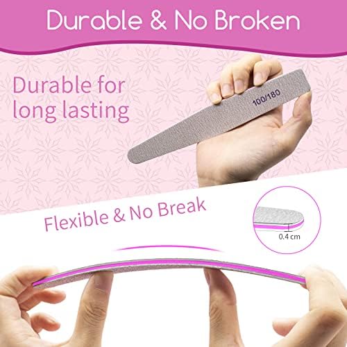 50Pcs Nail File Set, Emery Board Nail Files 100/180 Grit for Poly Nail Extension Gel and Acrylic Nails Nail File for Natural Nails Nail Filers Manicure Tool - Image 3
