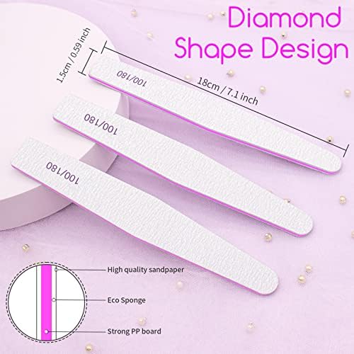50Pcs Nail File Set, Emery Board Nail Files 100/180 Grit for Poly Nail Extension Gel and Acrylic Nails Nail File for Natural Nails Nail Filers Manicure Tool - Image 4