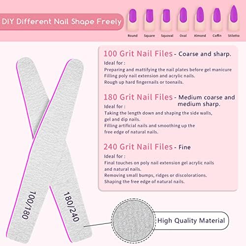 50Pcs Nail File Set, Emery Board Nail Files 100/180 Grit for Poly Nail Extension Gel and Acrylic Nails Nail File for Natural Nails Nail Filers Manicure Tool - Image 5