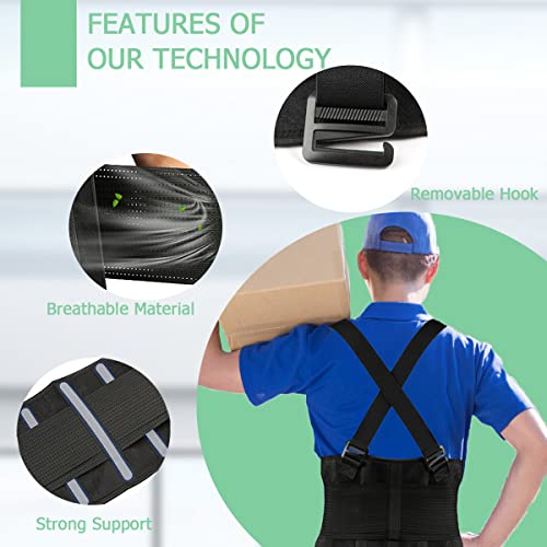 Work Back Brace - Back Support Belt for Lower Back Pain Relief, Heavy Lifting, Herniated Discs - Industrial Back Brace for Work With Shoulder Straps Fits Men and Women 5XL(53"-65") - Image 3