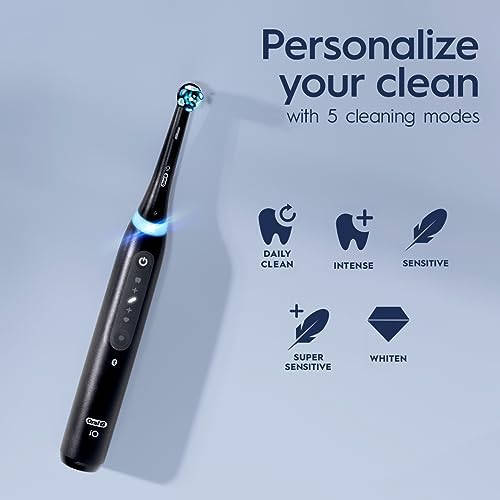 Oral-B iO Series 5 Ultimate White Rechargeable Electric Toothbrush with Visible Pressure Sensor, 2 Minute Timer, 5 Cleaning Settings, 1 Replacement Toothbrush Heads, and Travel Case, White - Image 6