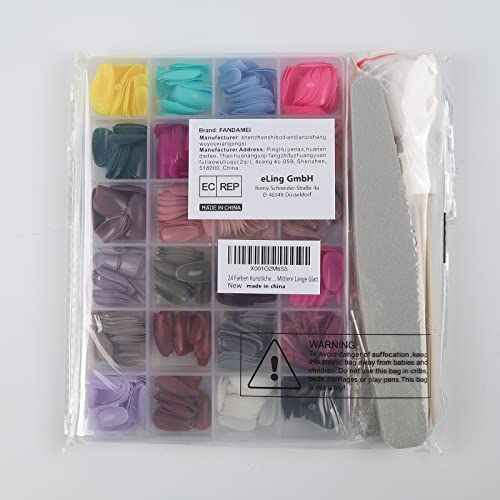 FANDAMEI Press on Nails Medium Length, 24 Pack 576PCS Glossy Medium Coffin Fake Nails Full Cover, Acrylic Short Ballerina False Nail tips with Nail Glue, Nail Adhesive Tabs, Nail File for Nail Art DIY - Image 8