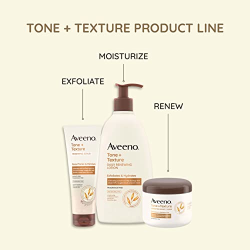 Aveeno Tone + Texture Renewing Body Night Cream With Prebiotic Oat, Gently Exfoliates & Moisturizes Sensitive Skin, Instantly Softens & Smooths & Intensely Nourishes, Fragrance-Free, 8 oz - Image 3