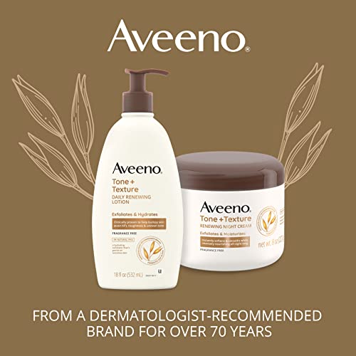 Aveeno Tone + Texture Renewing Body Night Cream With Prebiotic Oat, Gently Exfoliates & Moisturizes Sensitive Skin, Instantly Softens & Smooths & Intensely Nourishes, Fragrance-Free, 8 oz - Image 6