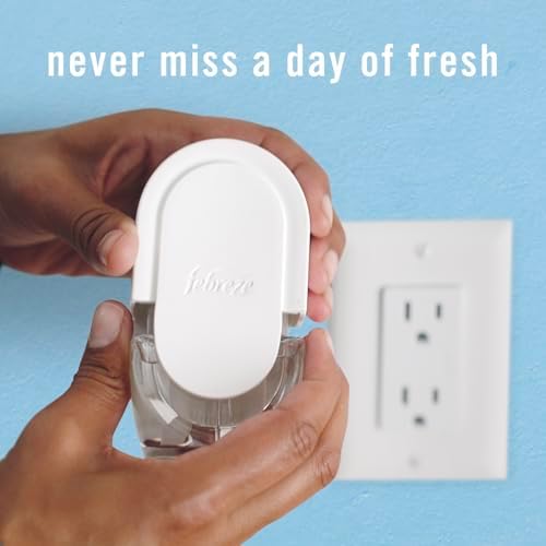 Febreze Plug In Air Freshener, Odor-Fighting Scented Oil Starter Kit, Air Fresheners for Home and Bathroom and Kitchen, Long Lasting for Strong Odors, Downy April Fresh Scent, Warmer + 2 Refill - Image 8