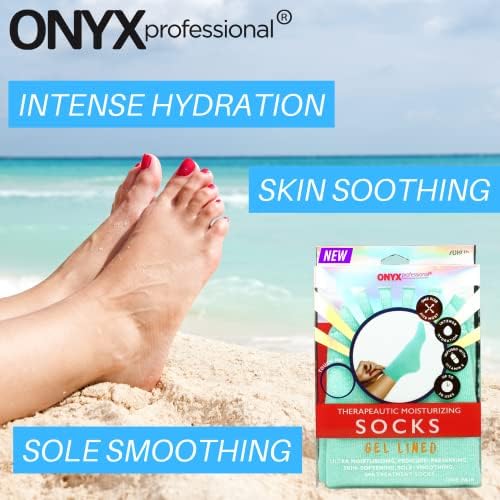 Onyx Professional Gel Moisturizing Socks, One Size Dry Feet Treatment for Women or Men, Hydrating Spa Socks for Dry Feet and Cracked Heel Repair, One Reusable Pair - Image 6