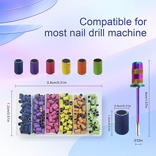 Sanding Bands for Nail Drill, Nail Drill Bits CORFULRA 300pcs 6 Colors Coarse Fine Nail Sander Set #80#100#120#150#180#240 Grits Sanding Bands, Rainbow Mandrel Nail Drill Bit for Acrylic Nails. - Image 4