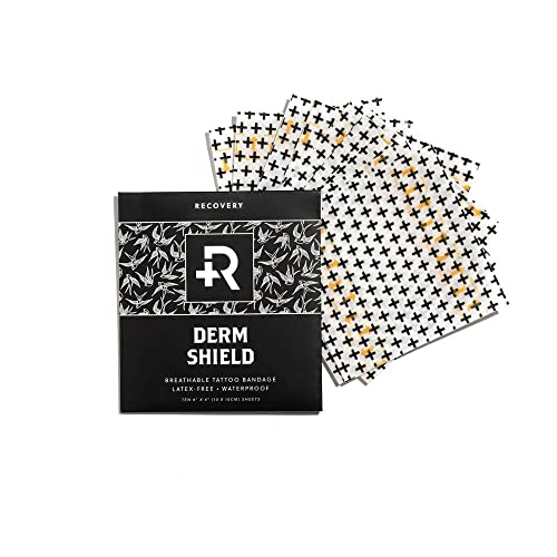 Recovery Aftercare Derm Shield Tattoo Aftercare Bandage - Transparent, Waterproof Adhesive Bandages - 4 x 4 Inches, 10 Pack - Image 3