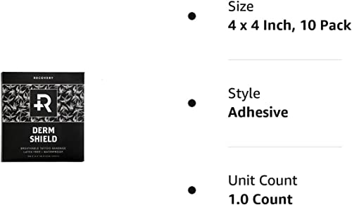 Recovery Aftercare Derm Shield Tattoo Aftercare Bandage - Transparent, Waterproof Adhesive Bandages - 4 x 4 Inches, 10 Pack - Image 4