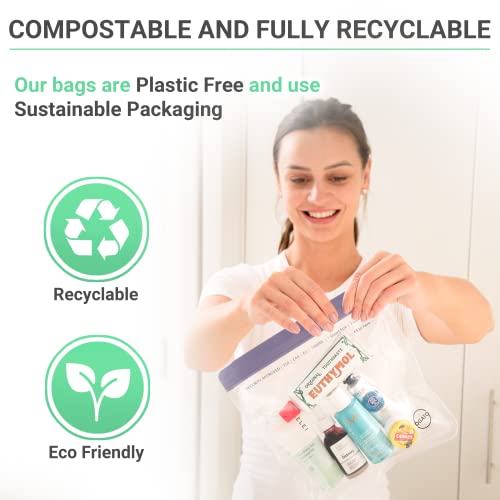 3pcs - TSA Approved Toiletry Bag - Our Quart Size Clear Toiletry Bags are Security Approved Worldwide for Liquids & Cosmetics - 100% 3-1-1 Compliant Clear Travel Bags for Toiletries Violet - Image 3