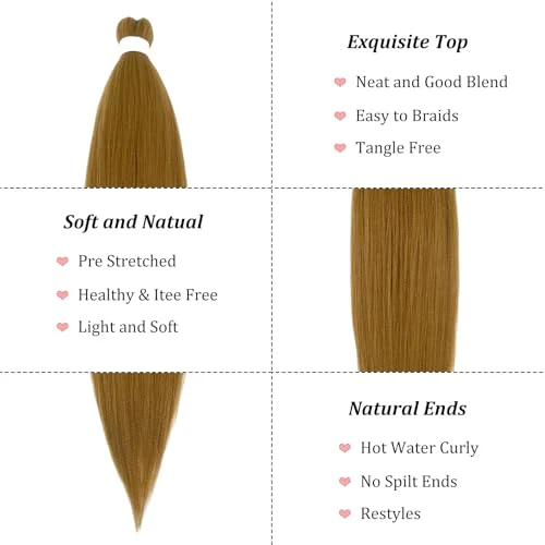 Pre Stretched Braiding Hair Extensions for Braiding Color 27 Honey Blonde Braiding Hair Pre Stretched 26 inch 6 packs Knotless Synthetic Jumbo Hypoallergenic Braiding Hair Extensions - Image 5