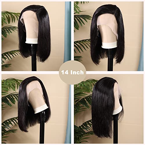 UCUVIC 14 Inch Brazilian Straight Bob Wig Human Hair HD Lace Front Wigs Pre Plucked Glueless Side Part Lace Frontal Bob Wigs 180 Density Ailwelia - Image 3