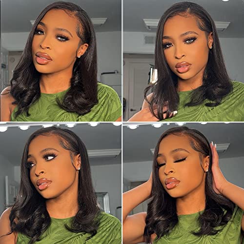 UCUVIC 14 Inch Brazilian Straight Bob Wig Human Hair HD Lace Front Wigs Pre Plucked Glueless Side Part Lace Frontal Bob Wigs 180 Density Ailwelia - Image 5