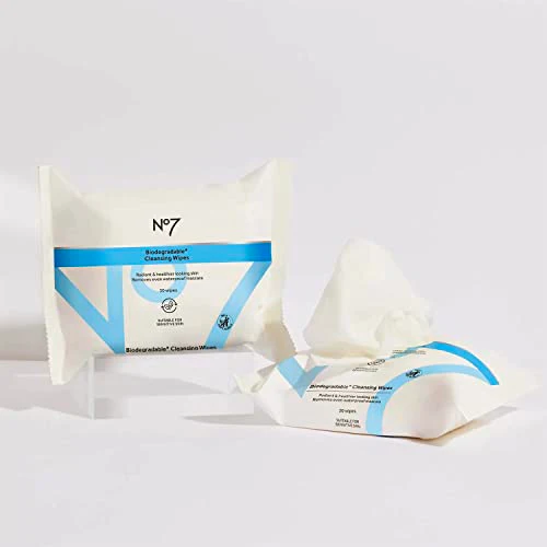 No7 Biodegradable Cleansing Wipes - Waterproof Mascara & Makeup Remover Wipes - Vitamin B5 + Witch Hazel & Fennel Extract Facial Cleansing Wipes for Revitalized Radiant Skin (Dual Pack, 60 Wipes) - Image 3