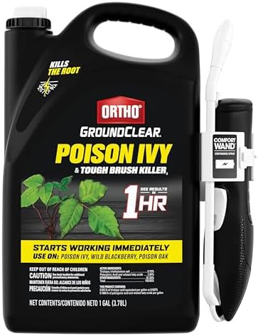 Ortho GroundClear Poison Ivy and Tough Brush Killer3 with Comfort Wand, Ready-To-Use Weed Killer with Results in 1 Hour, 1 gal.