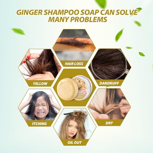 Starhig Ginger Hair Regrowth Shampoo Bar, 3 Pcs, Natural Organic, Promotes Growth, Repairs Damaged Hair, Suitable for All Hair Types - Image 6