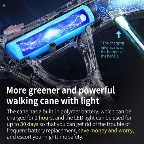 Folding Cane, Smart Alarm Foldable Cane with Light, Fashion Walking Cane for Women&Men, Adjustable Canes for Seniors, USB Direct Charging, Lightweight and Portable - Image 4