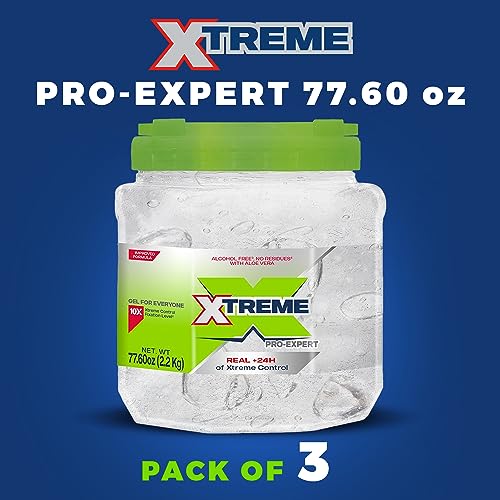 Xtreme Pro-Expert Clear Styling Hair Gel, Alcohol-Free 24-Hours Control With Aloe Vera, 77.60 oz Jar (Pack of 3) - Image 2