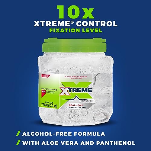Xtreme Pro-Expert Clear Styling Hair Gel, Alcohol-Free 24-Hours Control With Aloe Vera, 77.60 oz Jar (Pack of 3) - Image 4