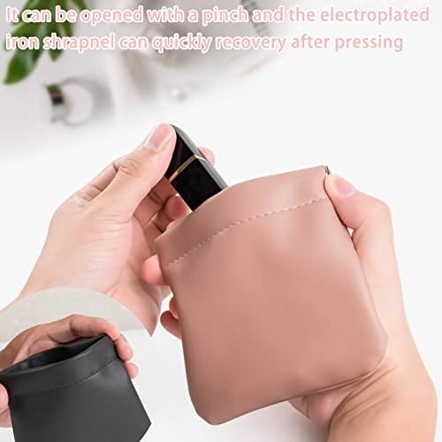 CANIPHA 8pcs Lambskin Pocket Cosmetic Bag, Waterproof Portable Small Makeup Bag No Zipper Self-closing Pouch for Women Mini Travel Storage Cosmetics Headphones Jewelry - Image 2