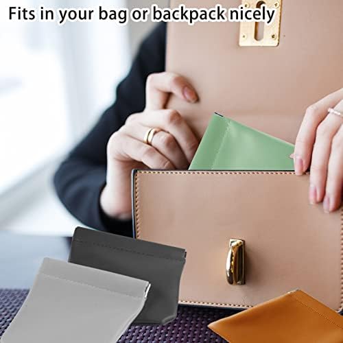 CANIPHA 8pcs Lambskin Pocket Cosmetic Bag, Waterproof Portable Small Makeup Bag No Zipper Self-closing Pouch for Women Mini Travel Storage Cosmetics Headphones Jewelry - Image 5