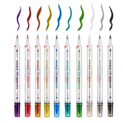 HAWINK Temporary Tattoo Markers for Skin, 10 Body Markers + 56 Large Tattoo Stencils for Kids and Adults, Dual-End Tattoo Pens Make Bold and Fine Lines with Cosmetic-Grade Tattoo Ink ZYH2208001KIT - Image 3
