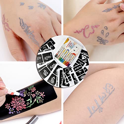 HAWINK Temporary Tattoo Markers for Skin, 10 Body Markers + 56 Large Tattoo Stencils for Kids and Adults, Dual-End Tattoo Pens Make Bold and Fine Lines with Cosmetic-Grade Tattoo Ink ZYH2208001KIT - Image 8