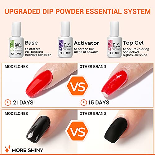 Modelones Dip Powder Nail Kit Starter, 4 Colors Nude Brown Skin Tones Dipping Powder Liquid Set with Base Top Coat Activator Nail Art Beginner DIY Salon - Image 5
