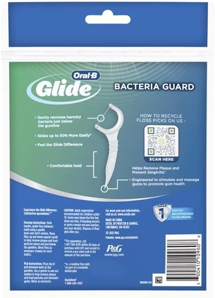 Oral-B Glide Bacteria Guard Dental Floss Picks, Mint, 75 Picks (Pack of 4) - Image 2