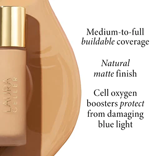 LAURA GELLER Double Take Liquid Foundation | Medium to Full Coverage, Natural Matte Finish, Light - Image 3