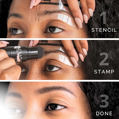 Dual-Color Eyebrow Stamp Stencil Kit with 5 Reusable Eyebrow Stencils for Professional Brow Stamping Shaping Kit and Instant Long Lasting Filling and Waterproof Tinting Definer - Image 6