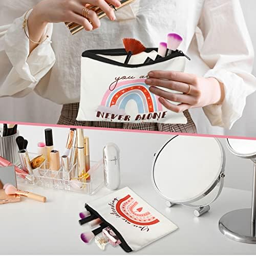 Pinkunn 16 Pcs Canvas Cosmetic Bag Bulk Inspirational Quotes Makeup Bags with Zipper Encouragement Travel Toiletry Pouch Appreciation Gift for Christmas Teacher Birthday Graduation (Rainbow) - Image 6