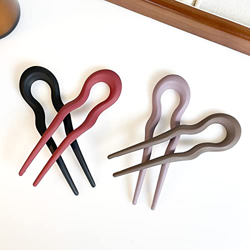 FRDTLUTHW 5.1Inch U Shaped Hair Fork Frosted French Hair Pin for Women Girls(pack of 4) - Image 5