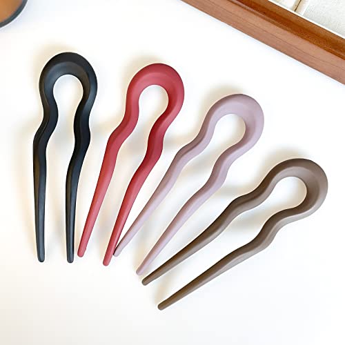 FRDTLUTHW 5.1Inch U Shaped Hair Fork Frosted French Hair Pin for Women Girls(pack of 4) - Image 6